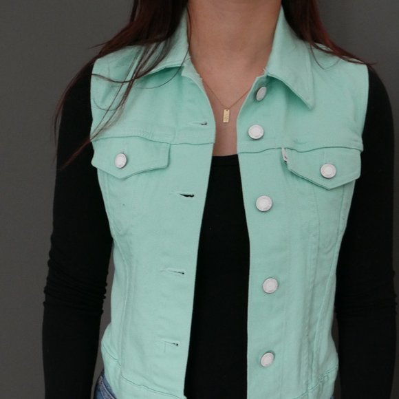 Aqua Levi's Jean Vest - Picture 1 of 2